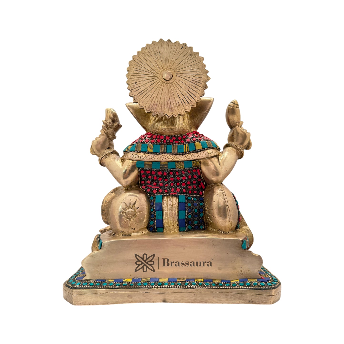 Brass Gem Stone Work Ganesha Statue For Home Decor Weight 9 Kg And Height 35 Cm