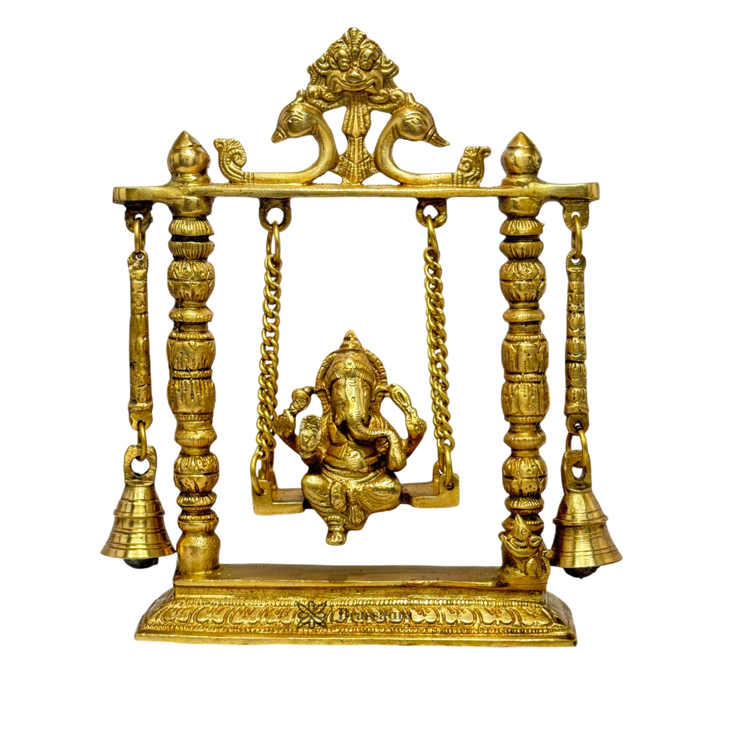 Brass Ganesha Jhula Statue For Home Decor Weight 2.3 Kg And Height 26 Cm