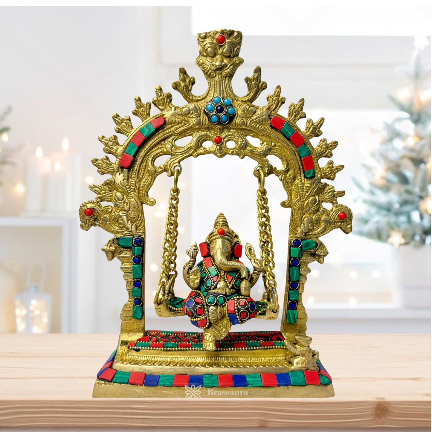 Brass Handwork Kirtimukha Ganesha Jhula Statue Height 28 Cm Weight 1.6 Kg