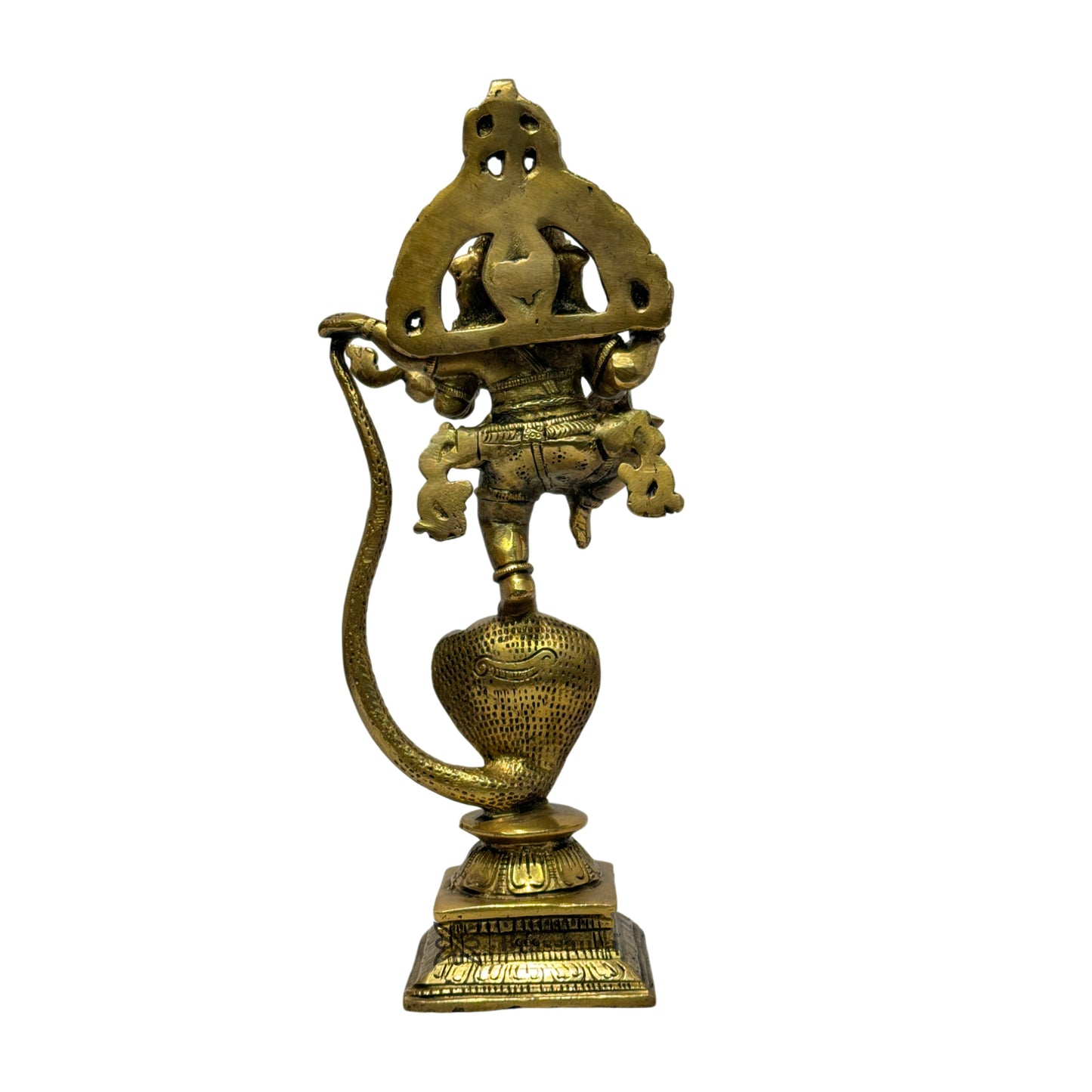 Brassaura™ Brass Dancing Ganesha on Sheshnaag Murti – Height 3.15 inches & Weight 2.5 kgs | Traditional Ganpati Murti for Home & Pooja Room