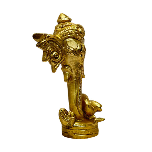 Brassaura Brass Ganesha Murti for Home & Temple Décor | Height 4.7 Inches
