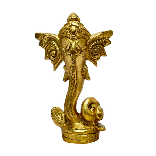 Brassaura™ Brass Ganesha Murti for Home & Temple Décor | Height 4.7 Inches & Weight 0.48 Kg