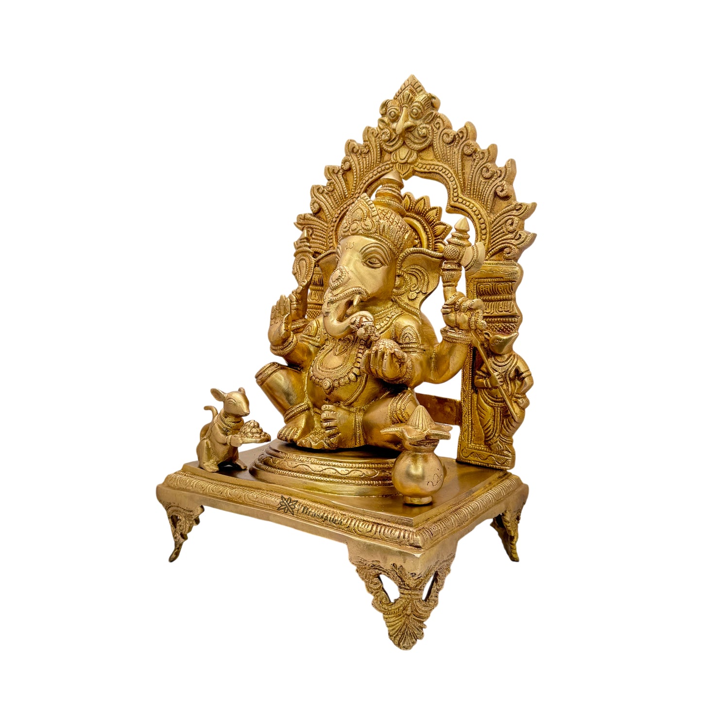 Brassaura™ Brass Ring Ganesha Murti – Height 19 inches & Weight 12.1 kgs | Large Ganpati Idol for Home & Pooja Room