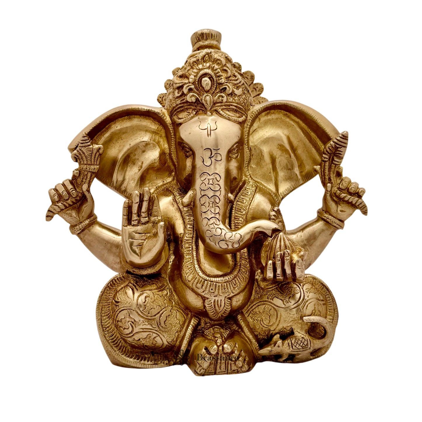Brassaura™ Brass Ganesha Murti – Height 13 inches & Weight 5.20 kgs | Traditional Ganpati Idol for Home & Pooja Room