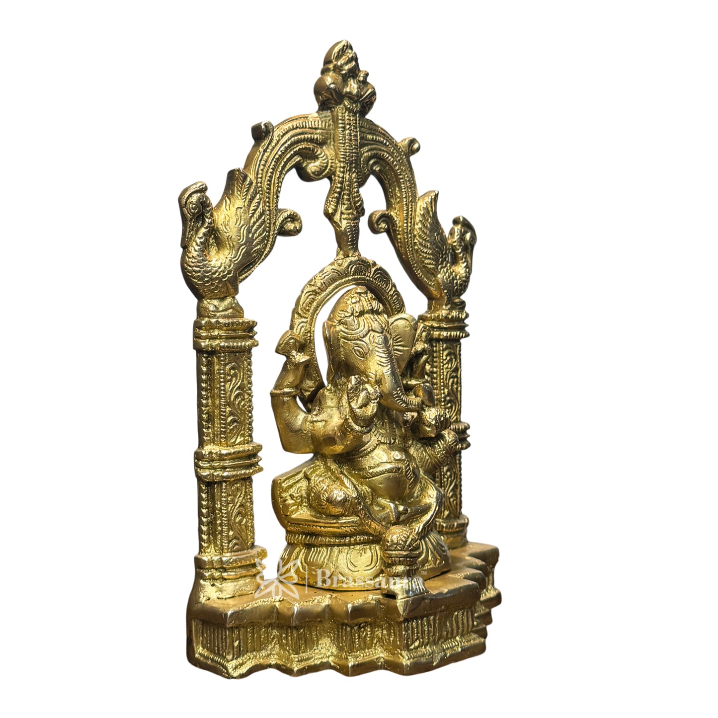 Brassaura™ Brass Ganesha Murti for Home and Decor Weight 2.5 Kg Height 27 cm