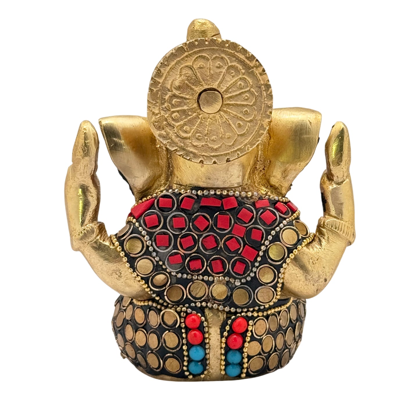 Brass Gem Stone Work Appu Ganesha Statue for Home Decor Weight 860 Gram Height 16 cm