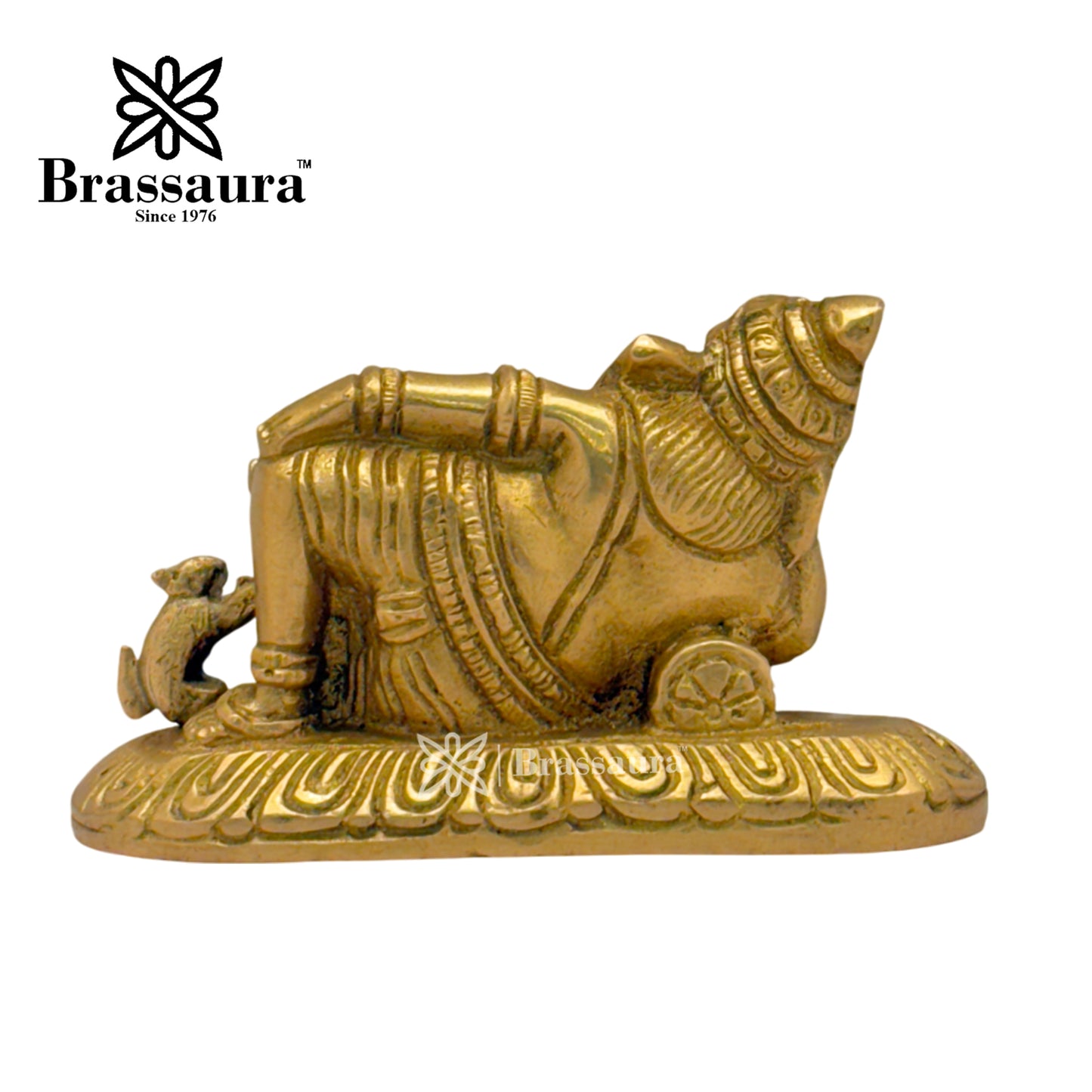 Brassaura™ Brass Relaxing Ganesha Idol for Home and Decor | Weight 0.6 Kgs | Height 2.36 Inches