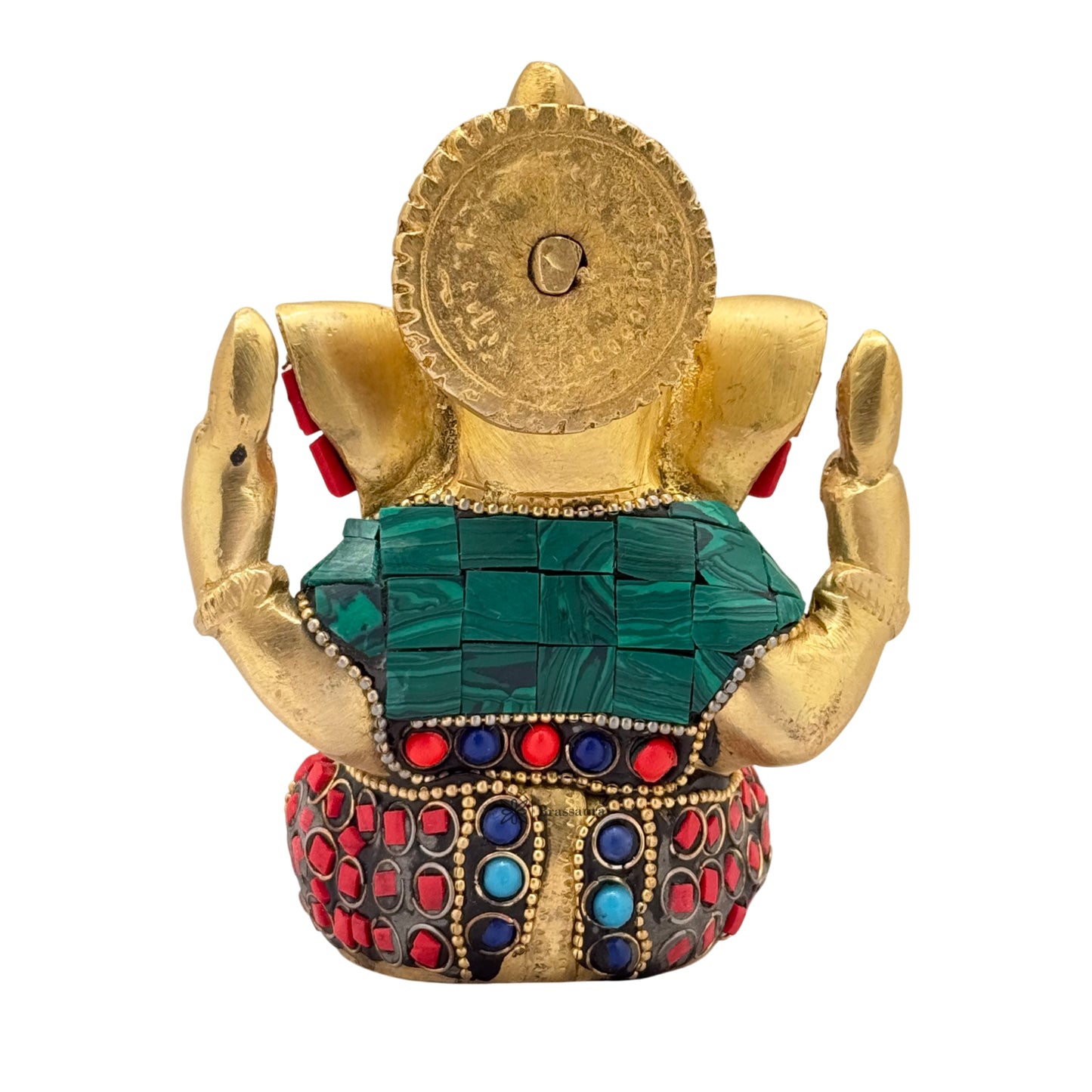 Brass Gem Stone Work Appu Ganesha Statue for Home Decor Weight 860 Gram Height 16 cm