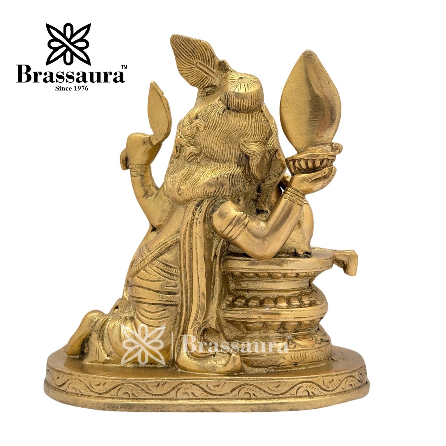 Brassaura™ Brass Ganesha Huge Shivling Idol for Home and Decor | Weight 1.9 Kgs | Height 6.3 Inches