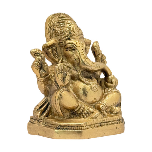 Brassaura Brass Ganesha Murti for Car & Home Décor | Height 5.1 Inches