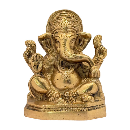 Brassaura™ Brass Ganesha Murti for Car & Home Décor | Height 5.1 Inches & Weight 0.85 Kg