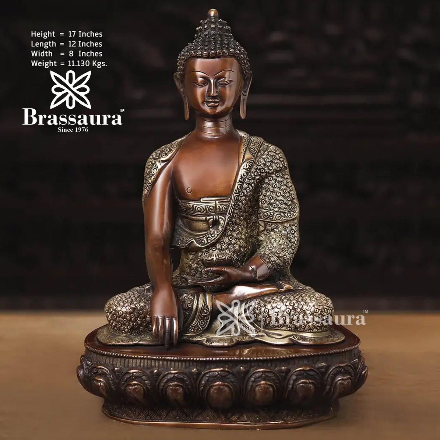 Brass Buddha For Home And Décor Weight 11.130 kg Height 17 Inch