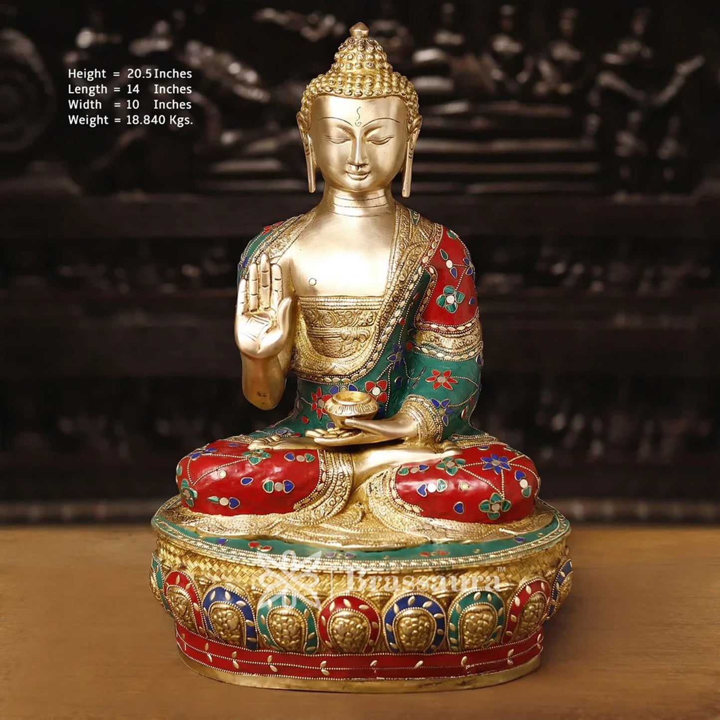 Brass Buddha For Home And Décor And Gift Items Weight 18.84 kg Height 20.5 Inch
