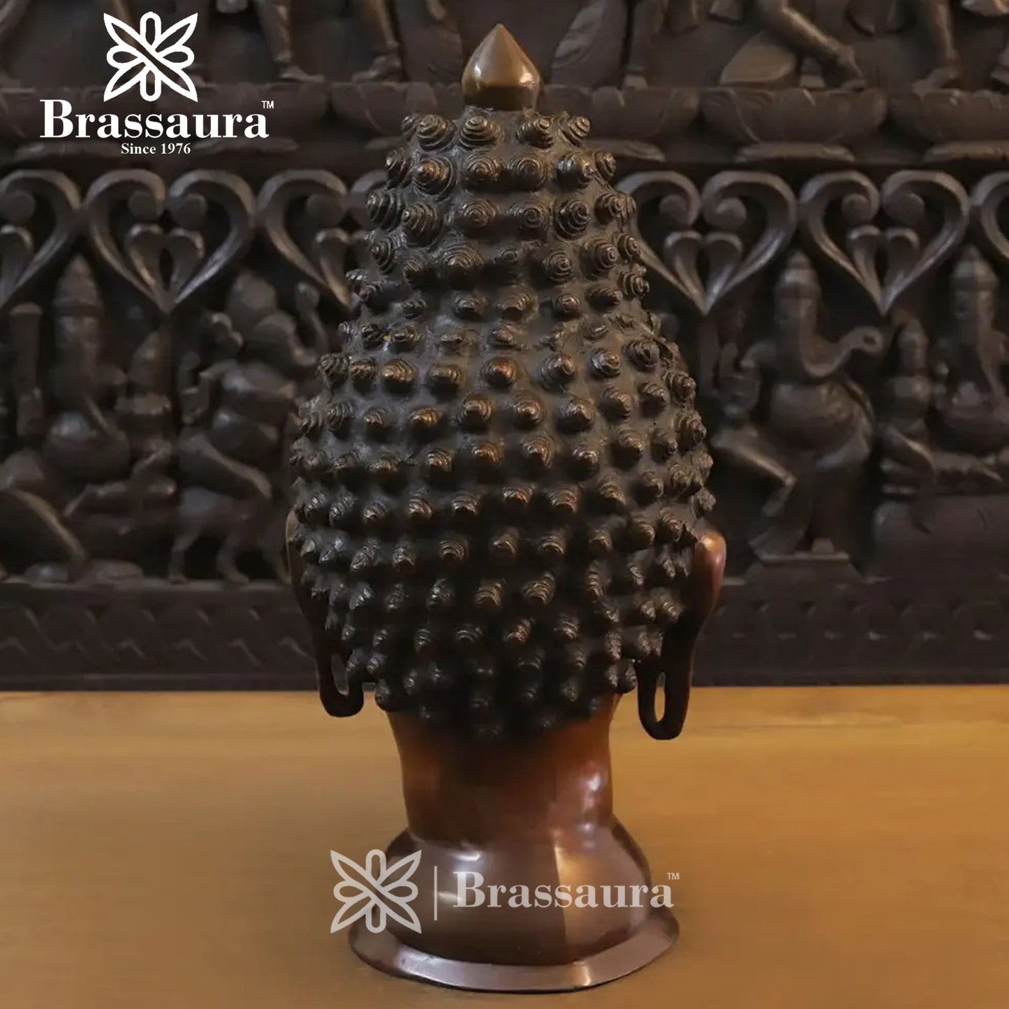 Brass Buddha Head For Home And Décor Weight 17.8 kg Height 23 Inch
