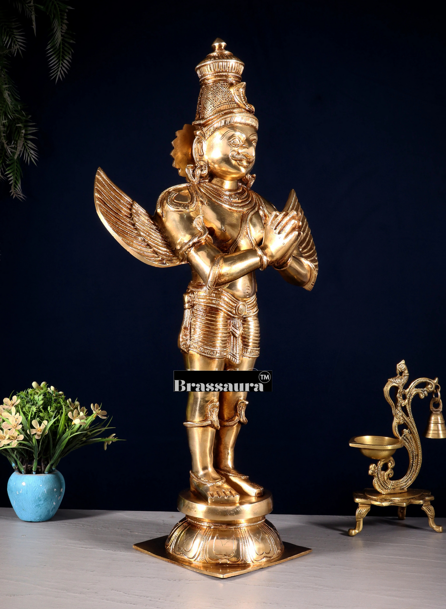Handcrafted Brass Idol in Glossy Golden Finish – Height 22 Inches, Weight 10 Kgs