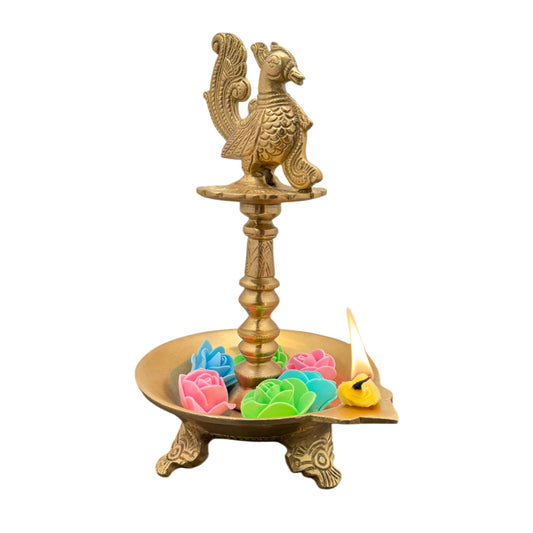 Brassaura® Brass Big Deepak | Pure Superfine Brass Handcrafted Murti | Brass Statue for Home Temple, Pooja Room | Height 10.2 Inches | Weight 1.5 Kgs