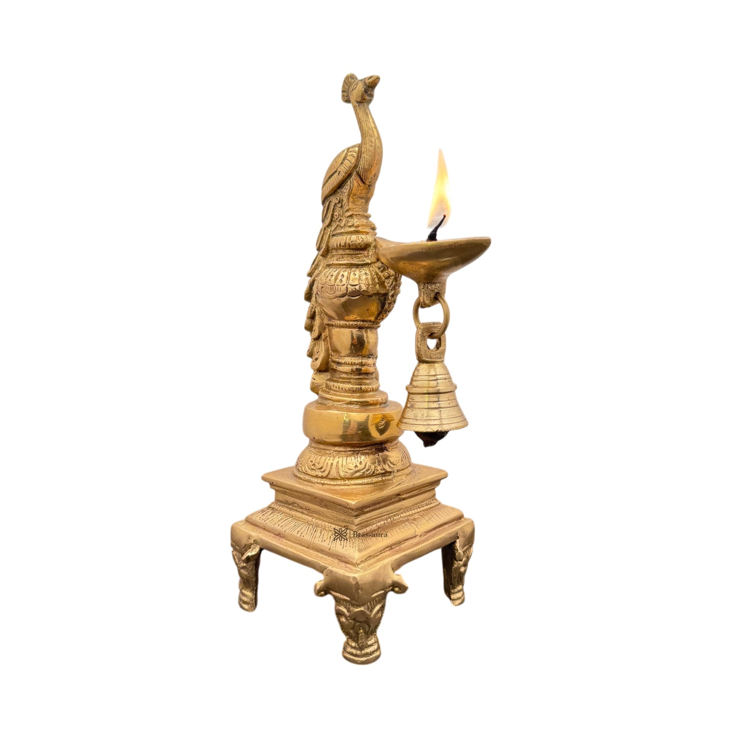 Brass Peacock Diya Statue for Home and Decor Weight 2 Kg Height 11 inch