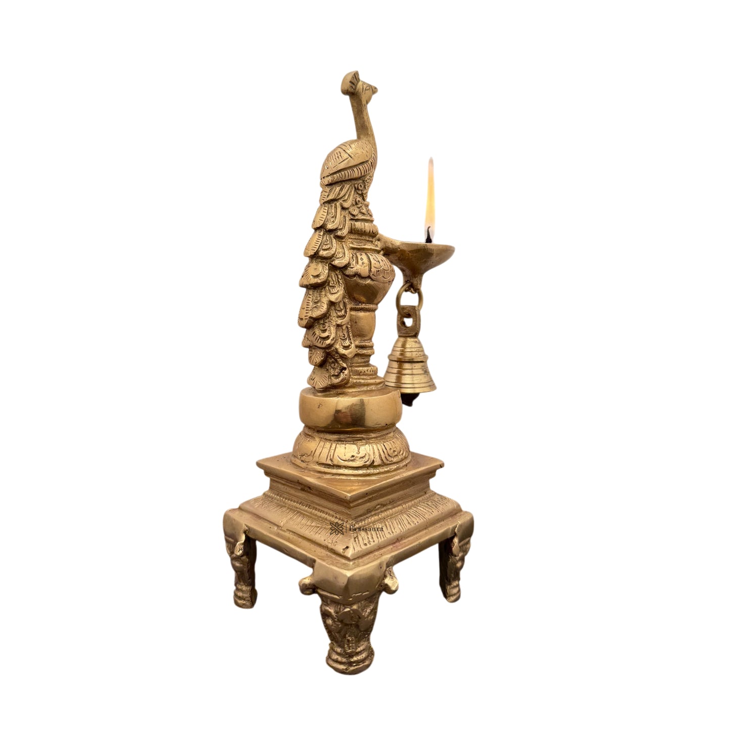 Brass Peacock Diya Statue for Home and Decor Weight 2 Kg Height 11 inch