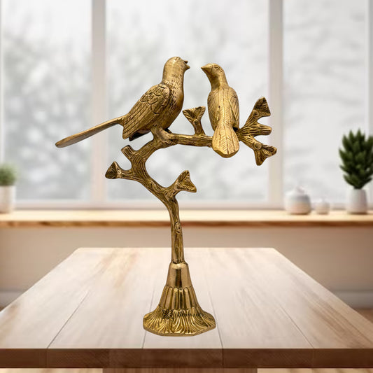 Brassaura™ Brass Tree With Birds – Height 11 Inches & Weight 1 Kgs | Traditional Craftwork for Home & Office Spaces