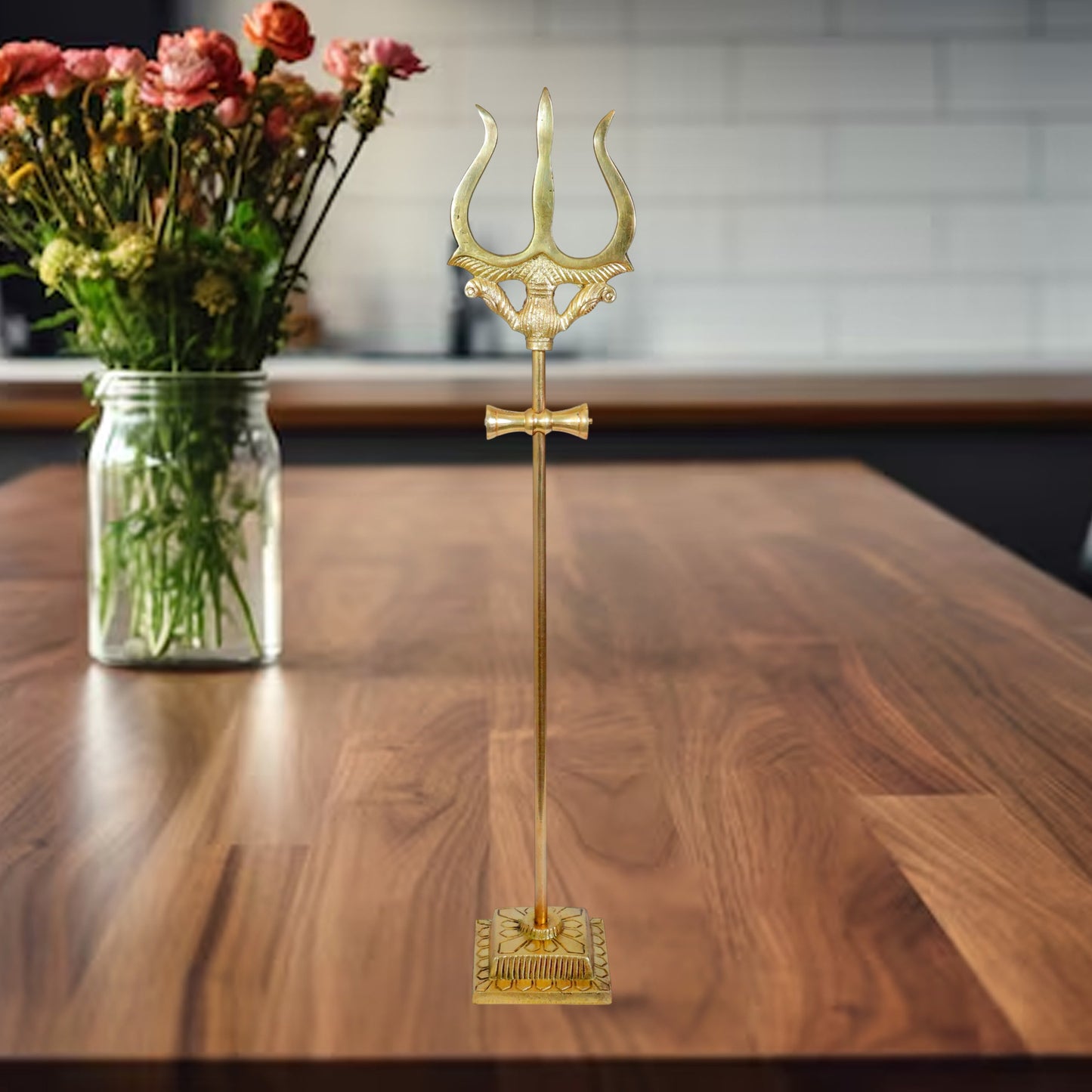 Brass Shiva Trishul Statue Home and Decor Weight .91 Kg Height 51 cm