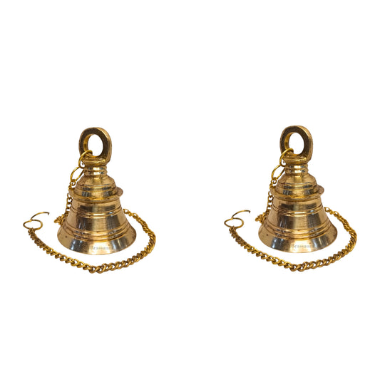 Brassaura™ Brass Bells Pair For Home and Decor Show Piece Weight 0.88 Kgs & Height 28 Inches