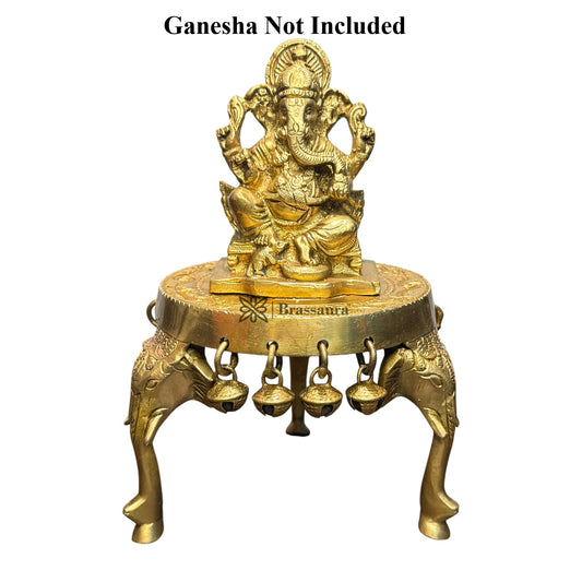 Brass Chowki for Home and Decor Show Piece for Living Room Height 12 cm Weight 0.8 Kg