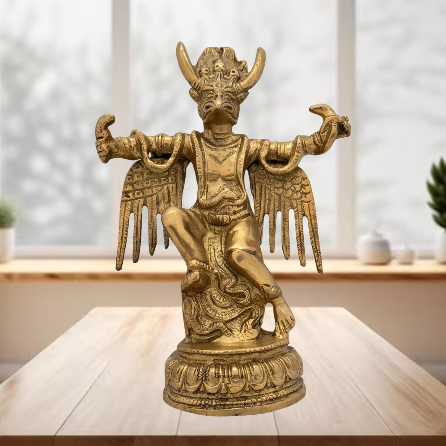 Brass Garuda Dev for Home and Decor Weight 1.4 Kg Height 10 cm