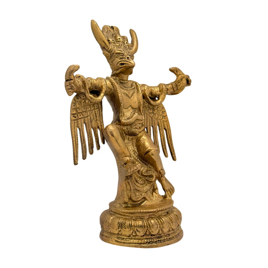 Brassaura™ Brass Garuda Idol – Height 4 Inches & Weight 1.4 Kgs | Traditional Temple Décor