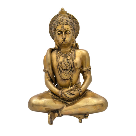 Brassaura™ Pure Brass Hanuman Idol – Sankat Mochan, 12 Inches Height & Weight 4.8 Kgs | Religious Décor