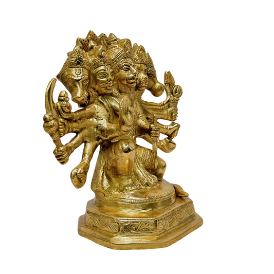 Brassaura® Handcrafted Panchmukhi Hanuman Murti in Brass – Height 8.8 Inches