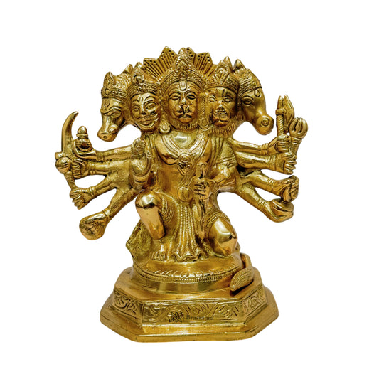 Brassaura™ Handcrafted Panchmukhi Hanuman Murti in Brass – Height 8.8 Inches & Weight 3.3 Kgs