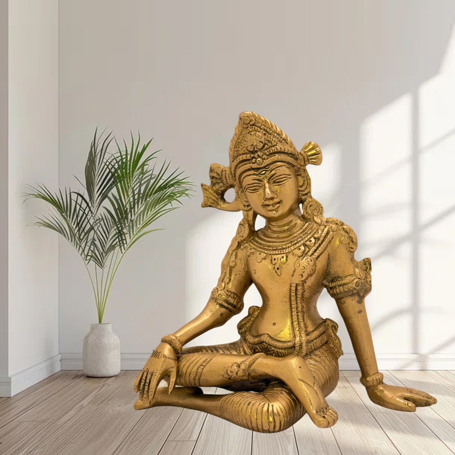 Brassaura™ Brass Indra Dev Idol – Height 10.4 Inches & Weight 1.1 Kgs | Handcrafted Spiritual Art