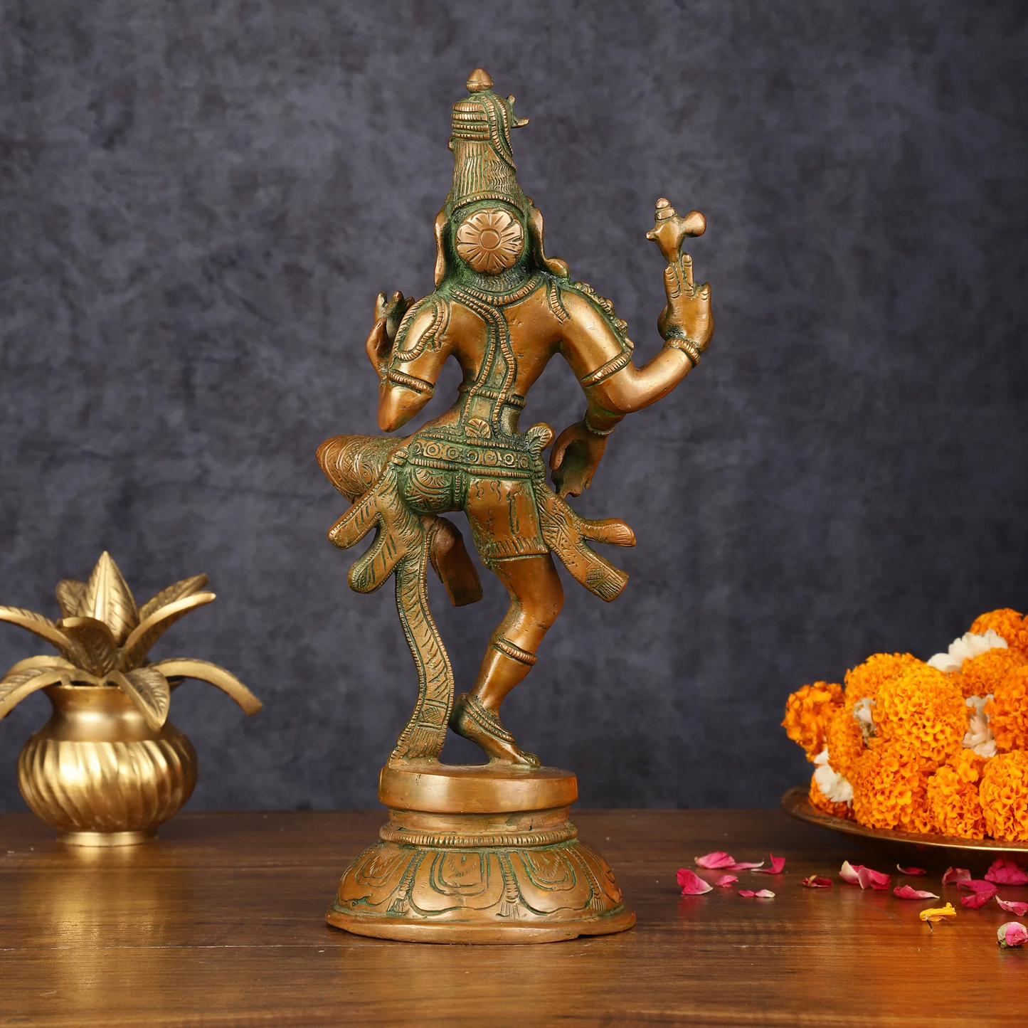 Brassaura™ Handcrafted Brass Ardhanarishvara Statue | Height 12 Inches & Weight 3.25 Kgs