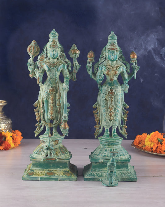 Brassaura™ Exquisitely Detailed Brass Idols Pair – 15-Inch, 9.3kg – Symbol of Prosperity, Protection & Divine Grace for Home Temple or Sacred Spaces