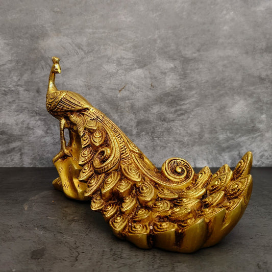 BRASS PEACOCK FOR TABLE TOP HEIGHT 7 INCH