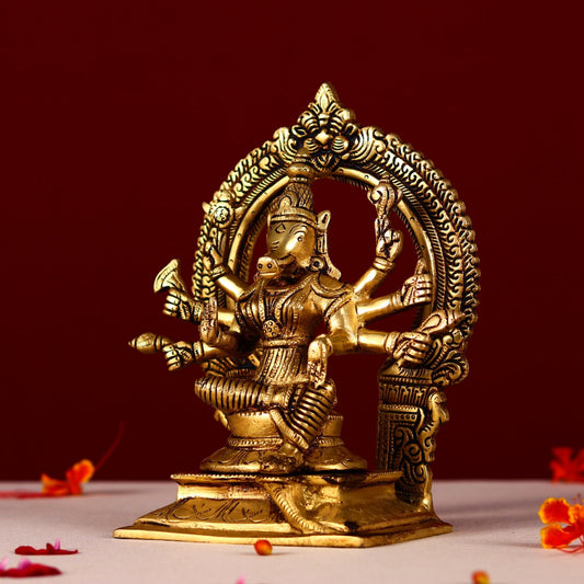 ÍDOLO DE BRONZE DA DEUSA VARAHI 7,8 POLEGADAS DE ALTURA