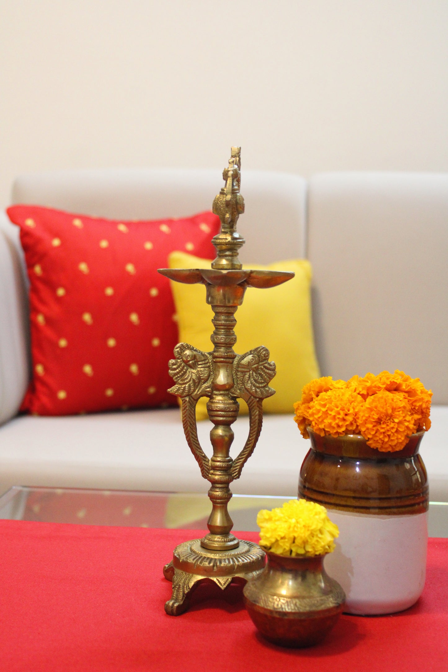 Brass Peacock Diya Statue for Good Luck Diwali Weight 1.2 Kg Height 11.8 inch