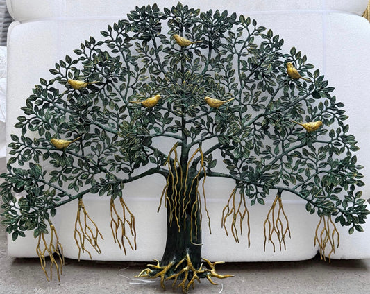 Brassaura® Sacred Tree of Life Brass Wall Sculpture with Birds | Handcrafted Metal Art | Height 36 Inches