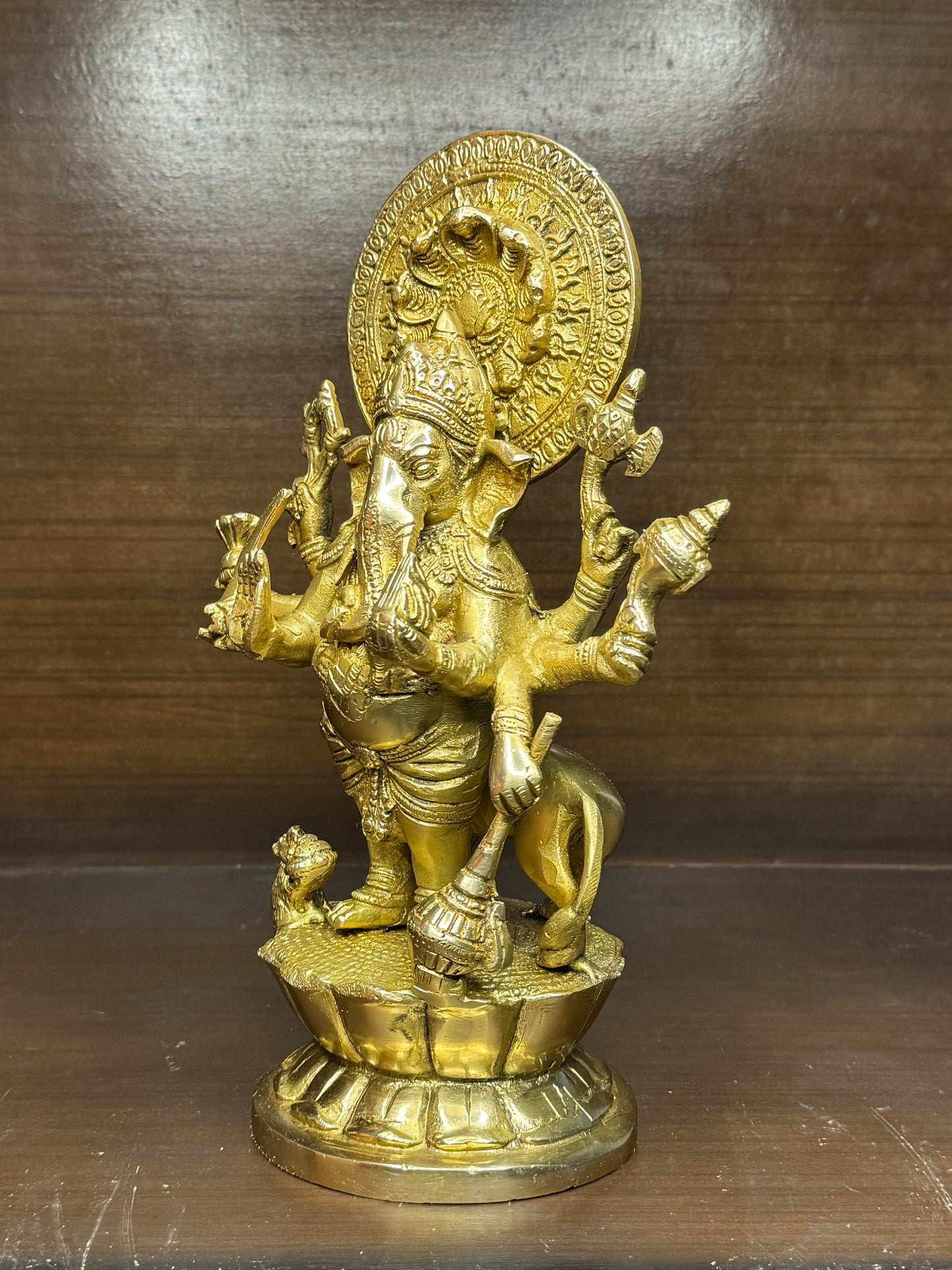 Brassaura™ Large Standing Ganesha Brass Statue – Height 12.91 inches | Weight 4 kgs