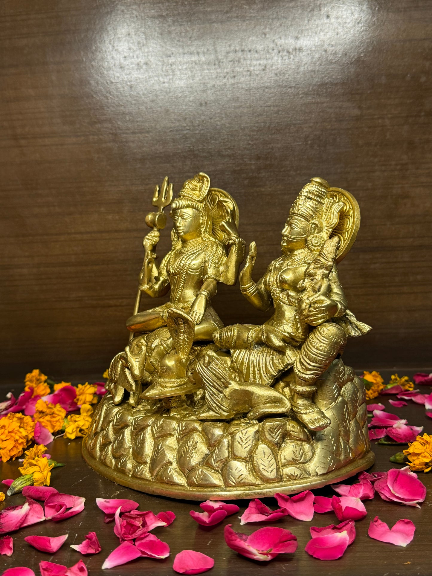 Brass Golden Shiva Parivar Murti for Home and Decor Height 23 cm Weight 4.4 Kg