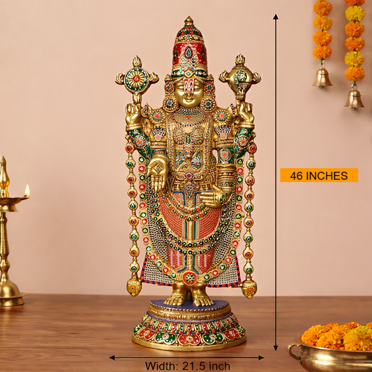 Brassaura® Brass Lord Tirupati Balaji Idol | Height 46 Inches
