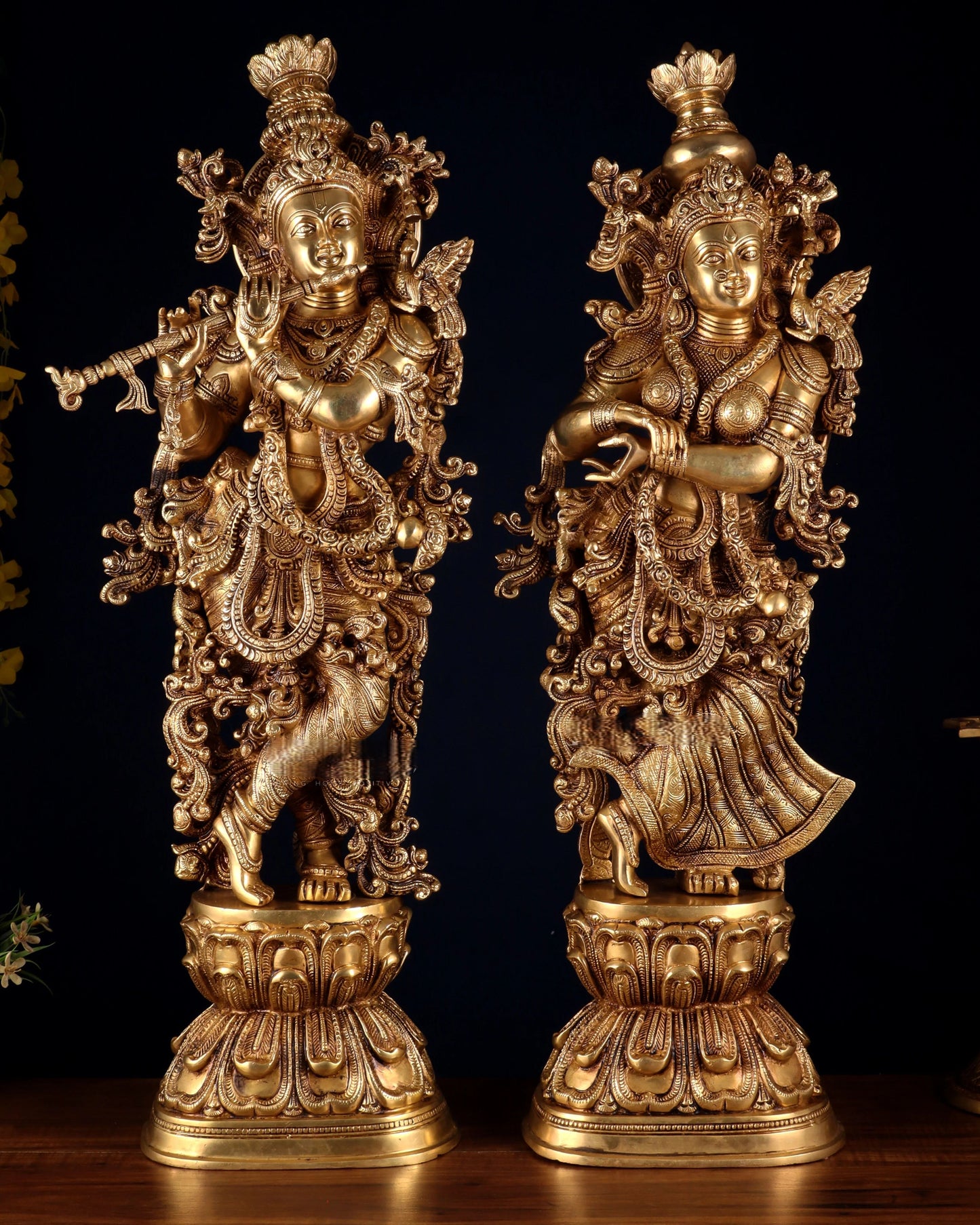 Brassaura™ Pure Brass Superfine Radha Krishna Statue Set – Height 30 Inches & Weight 40 Kgs | Divine Love & Devotion Idol