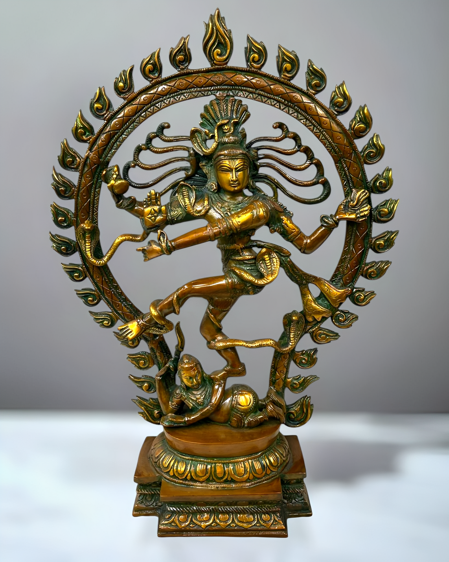 Brassaura™ Pure Brass Nataraja Statue in Antique Chola Tone | Height 21.5 Inches & Weight 8 Kgs | Temple & Home Décor