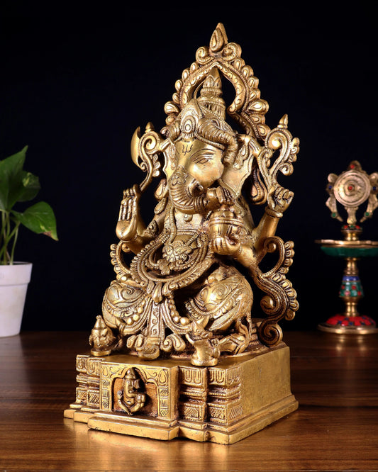 Brassaura™ Brass Lord Ganesha Statue | Height 12 Inches & Weight 5.5 Kgs