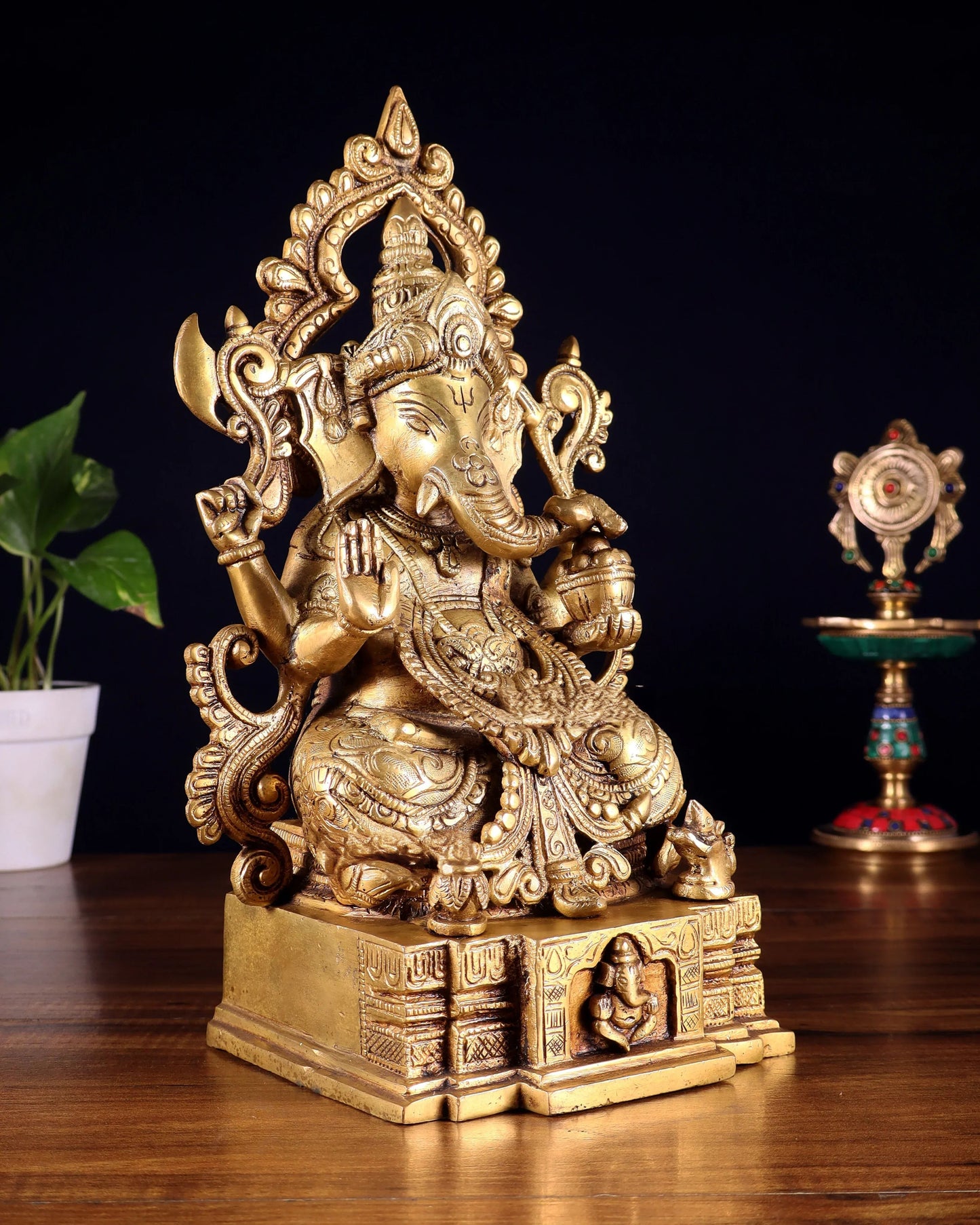 Brassaura™ Brass Lord Ganesha Statue | Height 12 Inches & Weight 5.5 Kgs