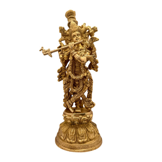 Brass Krishna with Flute Murti for Home and Decor Height 41 cm Weight 4.5 Kg