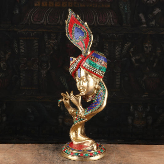 Brass Krishna Playing Flute Weight 9 Kg And Height 20 Inch