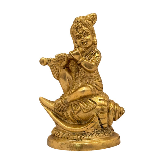 Brass Krishna Murti for Home and Decor Height 14 cm Weight 600 Gram