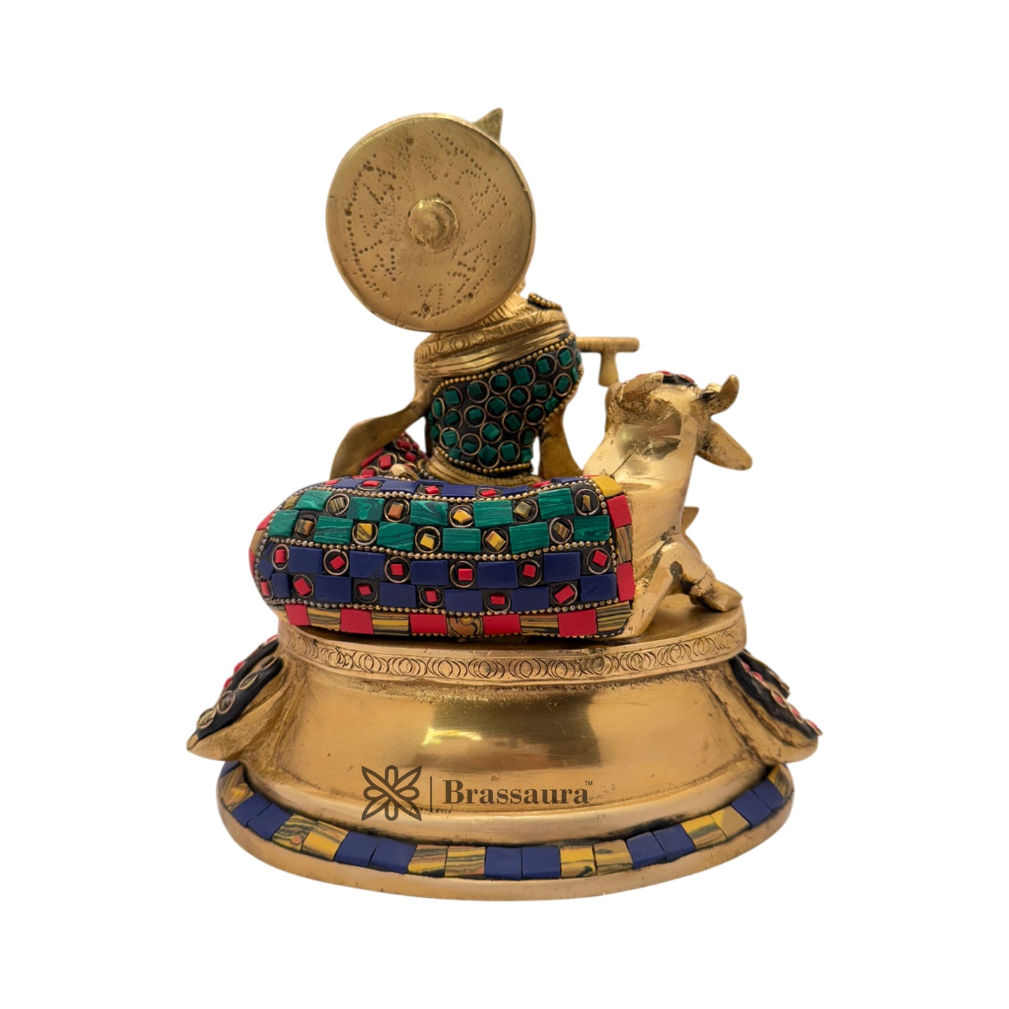Brass Krishna Gem Stone Work Murti for Home and Decor Weight 3.2 Kg Height 23 cm