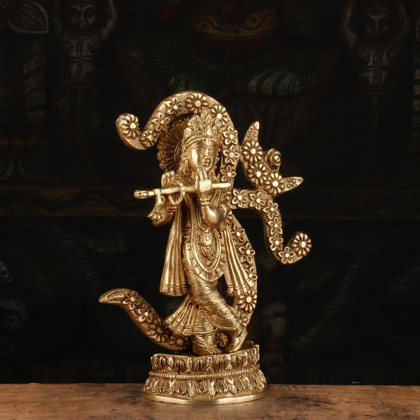 Brass Om Krishna Playing Flute Weight 1.5 Kg And Height 8 Inch